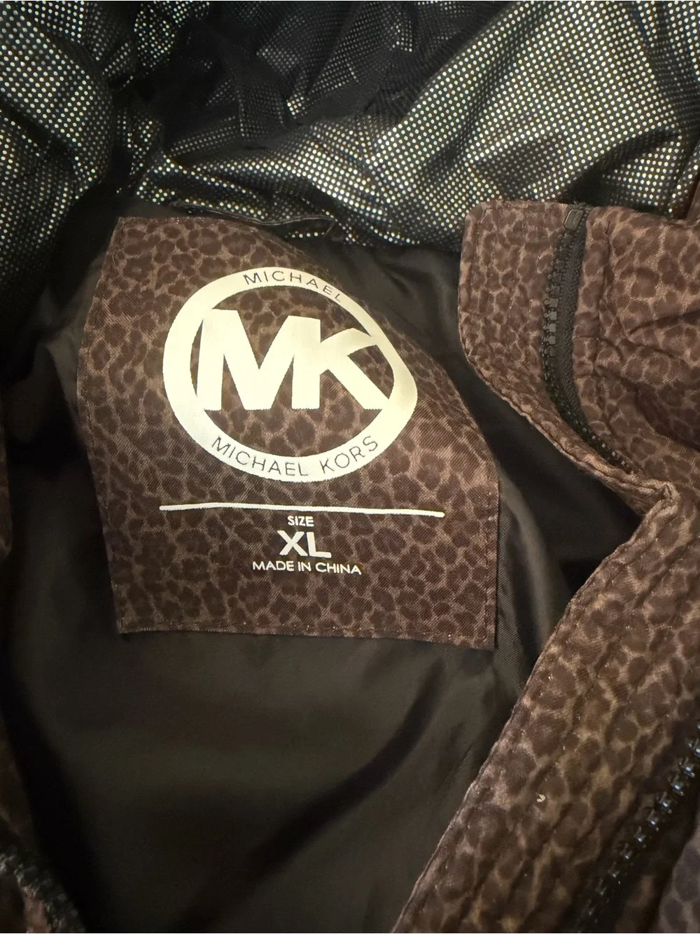Michael Kors Leopard Print Puffer Jacket - Brown xl  Use like new